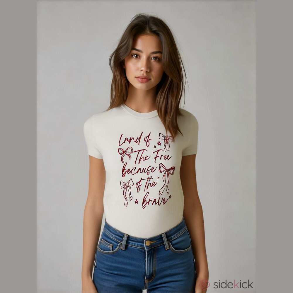 Gildan Dryblend T “Land of the free, because of the brave” Size Large. Cream